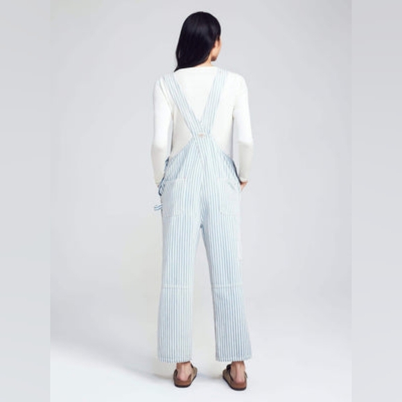 American Eagle Cotton Lightweight Blue Striped Overalls XS - Picture 1 of 8